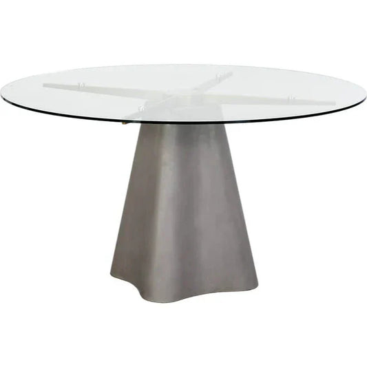 55" Moda Concrete Based Glass Round Dining Table