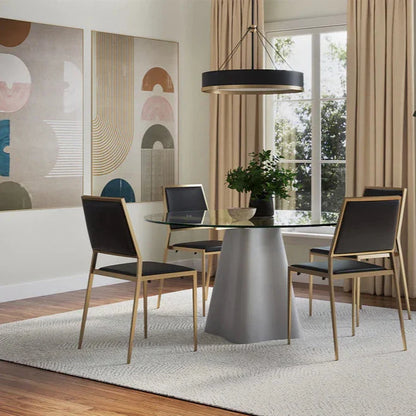 55" Moda Concrete Based Glass Round Dining Table