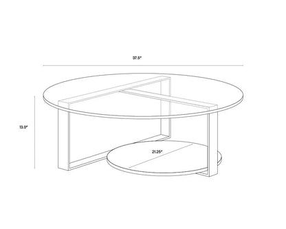 Maldini Coffee Table Modern Glass Top With Brass Frame