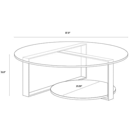 Maldini Coffee Table Modern Glass Top With Brass Frame