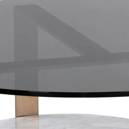 Maldini Coffee Table Modern Glass Top With Brass Frame