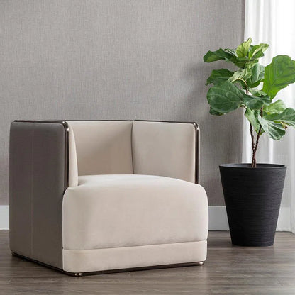 Sierra Armchair Modern Taupe Fabric With Bronze Frame