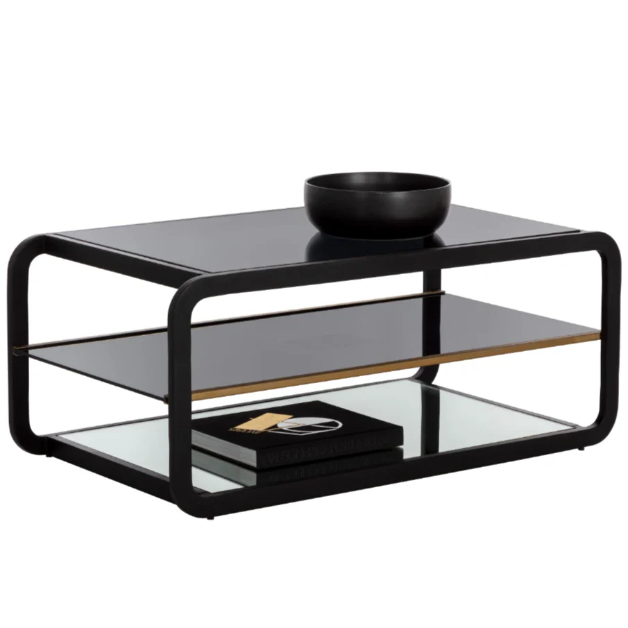 Ambretta Coffee Table Modern Black With Smoked Glass