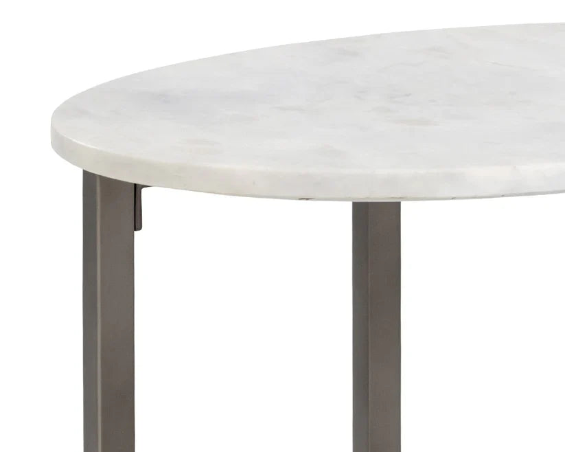 Kiara Side Table Modern White Marble Gunmetal Base