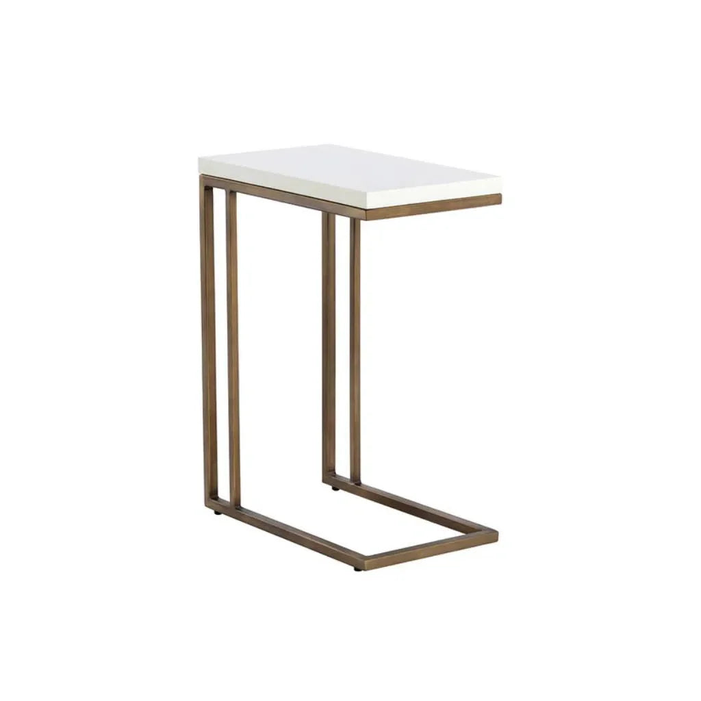 Sawyer Steel Framed Concrete Outdoor Rectangular End Table