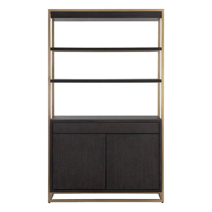 Baldessara Bookcase With Steel Frame And Grey Wood Shelves