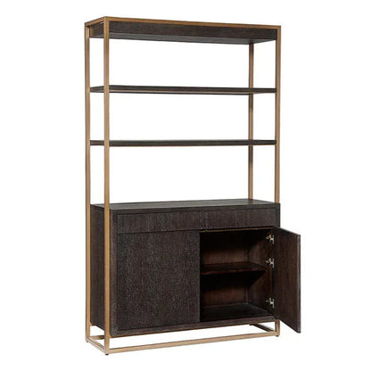 Baldessara Bookcase With Steel Frame And Grey Wood Shelves