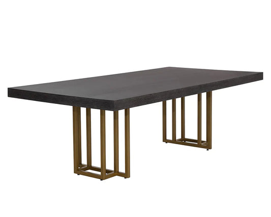 Baldessara Dining Table - Elegant Oak Veneer And Steel