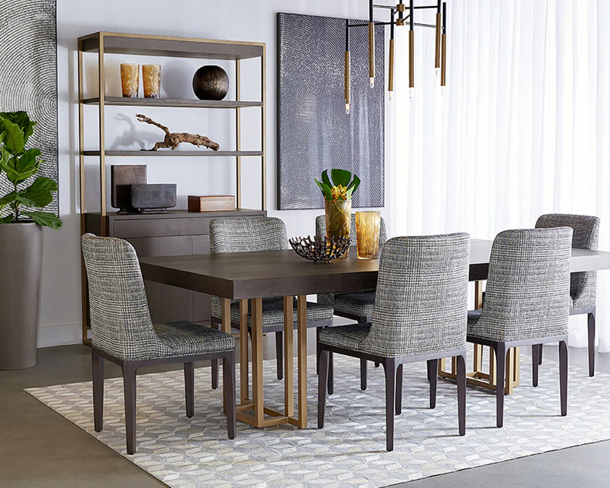 Baldessara Dining Table - Elegant Oak Veneer And Steel