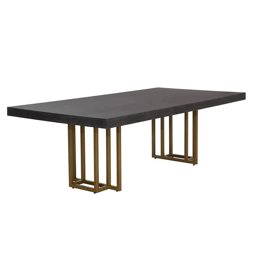 Baldessara Dining Table - Elegant Oak Veneer And Steel