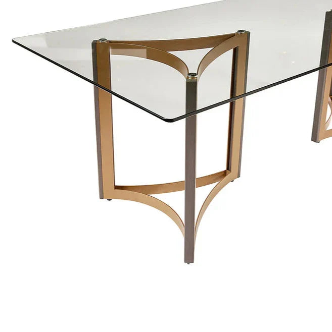 Mendoza Dining Table Base Set Modern Gold And Oak Finish