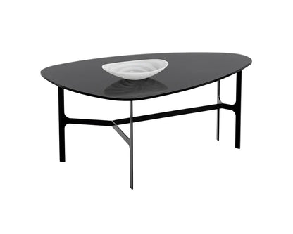 Kiernan Side Table With Black Glass And Iron Base