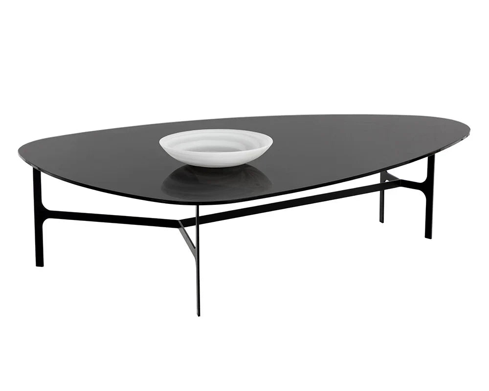 Kiernan Coffee Table With Black Glass Top And Metal Frame