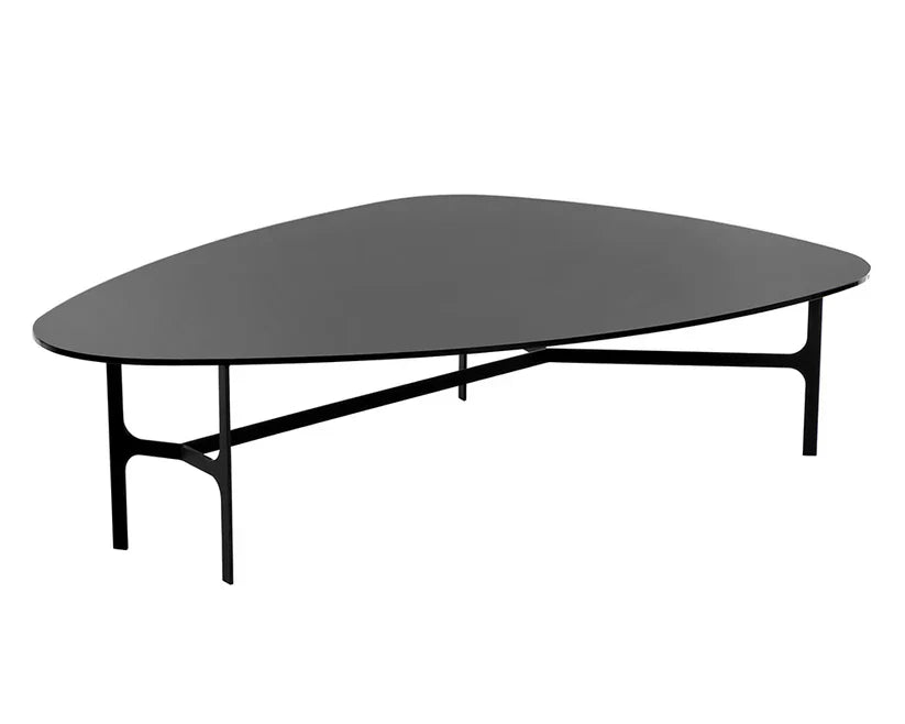 Kiernan Coffee Table With Black Glass Top And Metal Frame