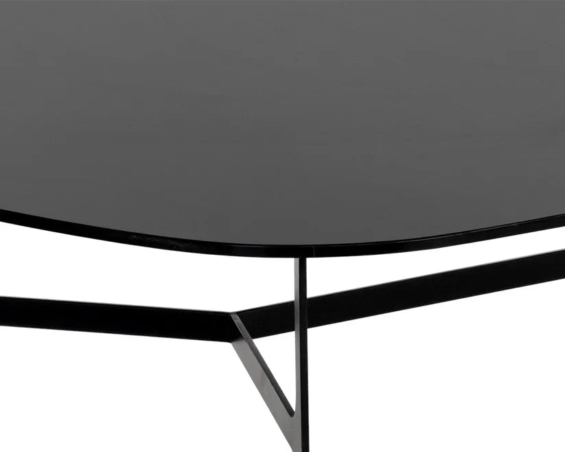 Kiernan Coffee Table With Black Glass Top And Metal Frame