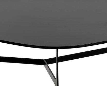 Kiernan Coffee Table With Black Glass Top And Metal Frame