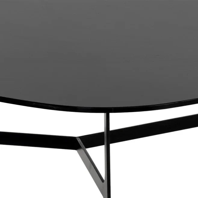 Kiernan Coffee Table With Black Glass Top And Metal Frame