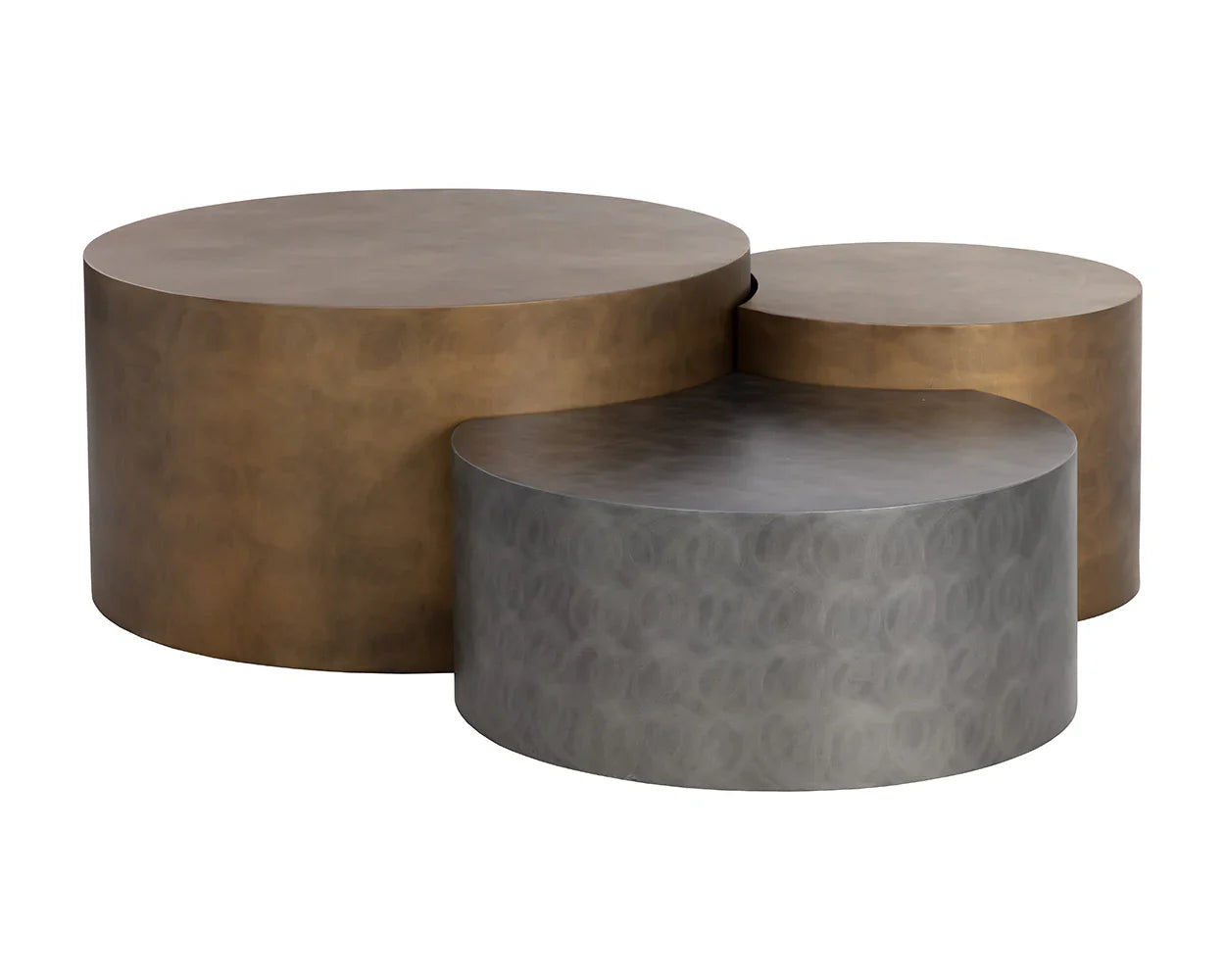 Neo Coffee Tables Set Of 3 Modern Antique Brass Finish