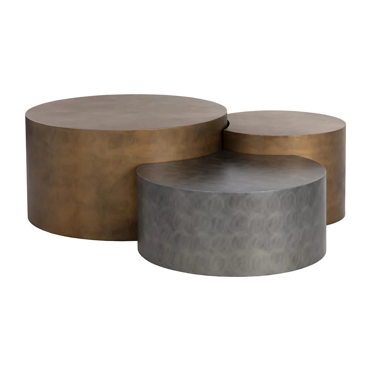 Neo Coffee Tables Set Of 3 Modern Antique Brass Finish