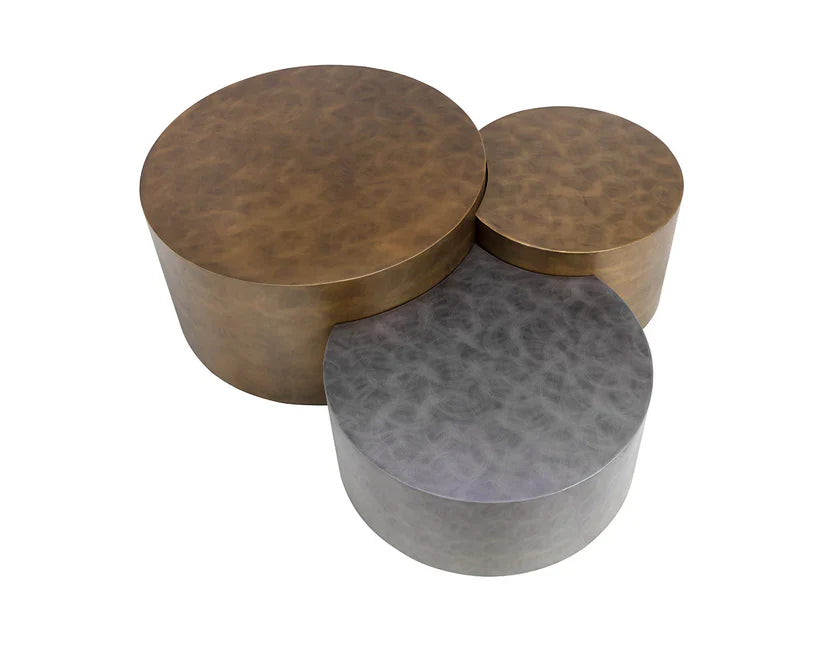 Neo Coffee Tables Set Of 3 Modern Antique Brass Finish