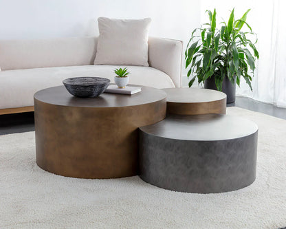 Neo Coffee Tables Set Of 3 Modern Antique Brass Finish