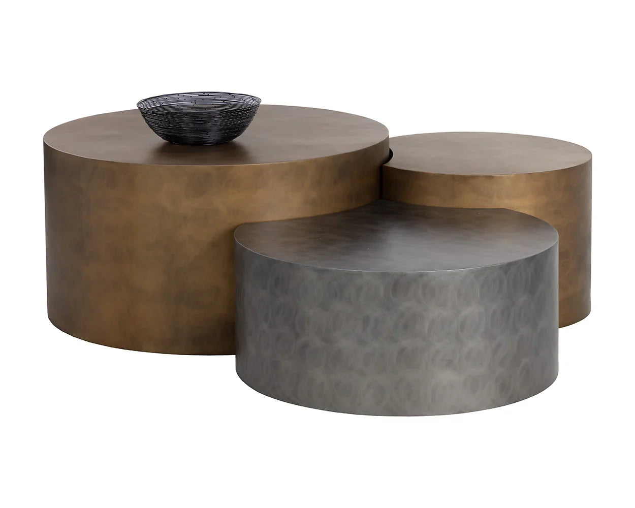 Neo Coffee Tables Set Of 3 Modern Antique Brass Finish