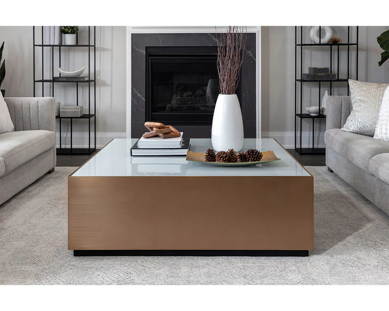 SUNPAN Shiloh Coffee Table White Glass Top