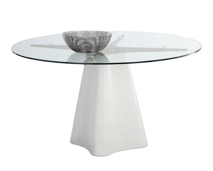 55" Moda Concrete Based Glass Round Dining Table