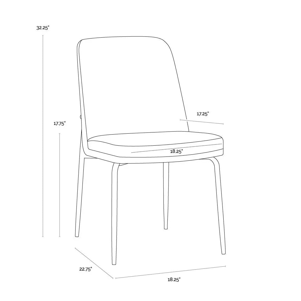 SUNPAN Zeke Fabric Armless Dining Chair 2PC