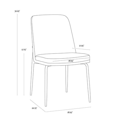 SUNPAN Zeke Fabric Armless Dining Chair 2PC
