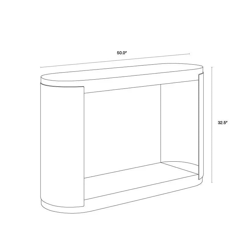 Cavette Console Table Modern White Concrete Brass Steel