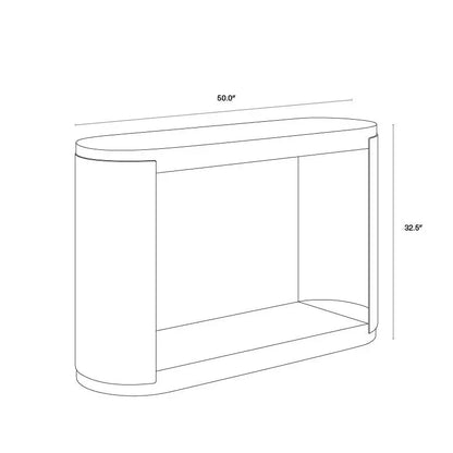 Cavette Console Table Modern White Concrete Brass Steel