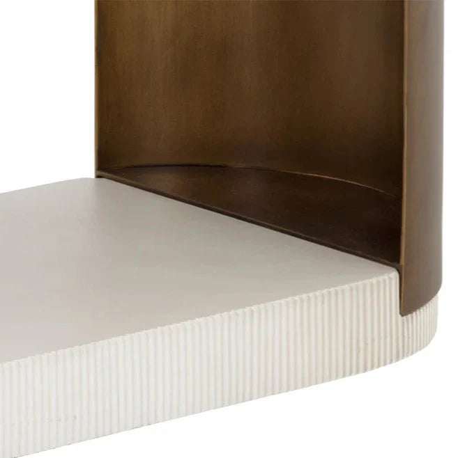 Cavette Console Table Modern White Concrete Brass Steel