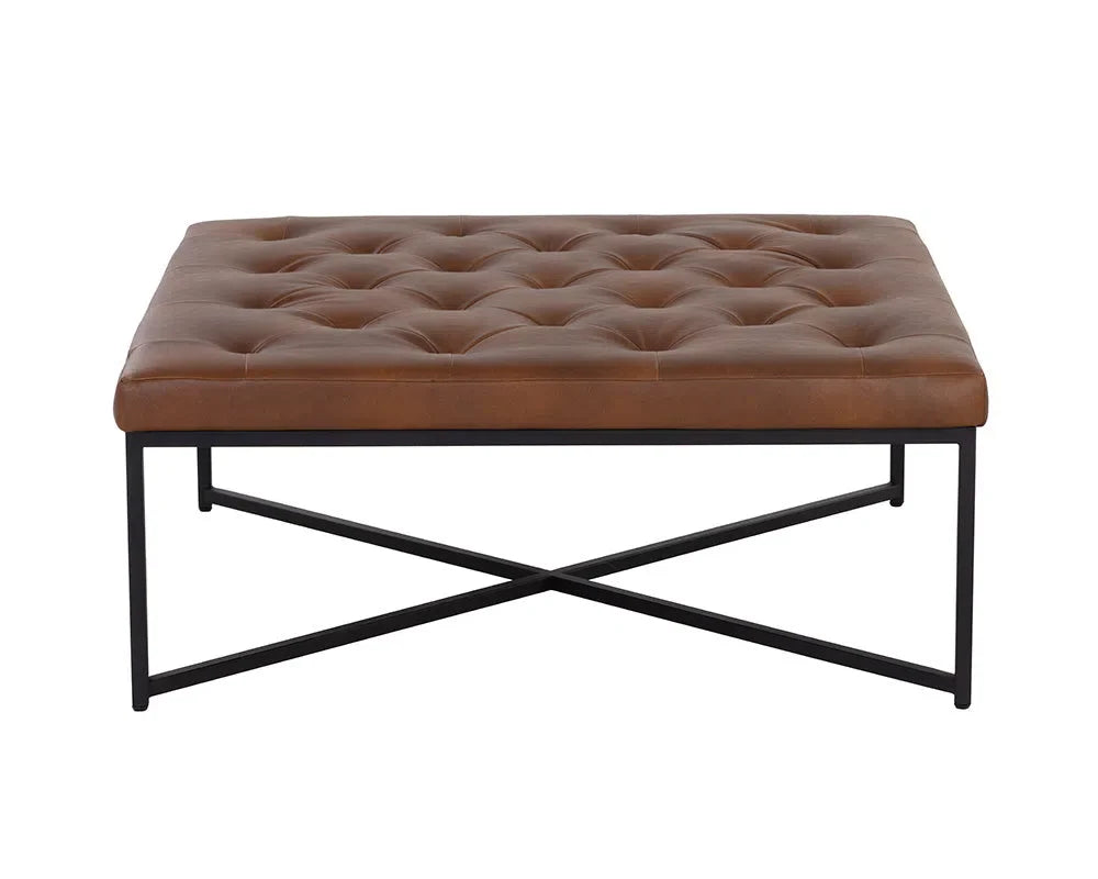 Endall Leather Upholstered Square Ottoman