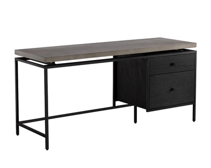 Norwood Desk Modern Concrete Top With Black Metal Frame