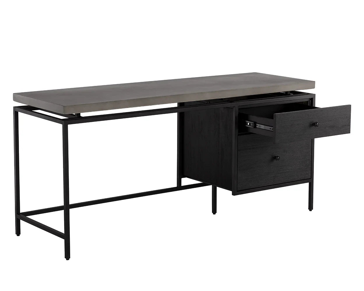 Norwood Desk Modern Concrete Top With Black Metal Frame