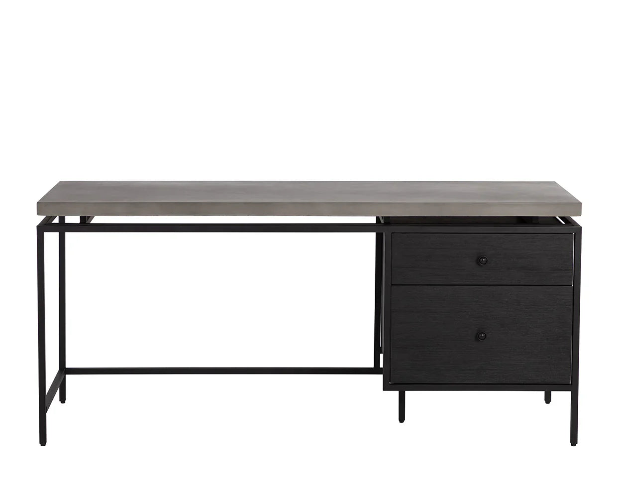 Norwood Desk Modern Concrete Top With Black Metal Frame