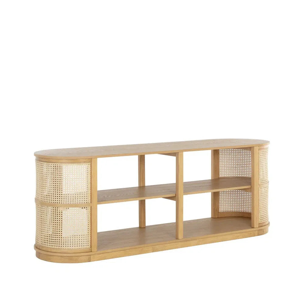 Behati Media Console And Cabinet With Natural Rattan