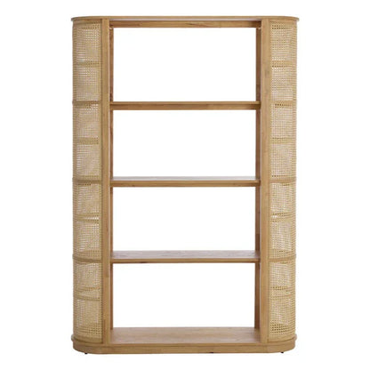 Behati Bookcase Light Wash Rattan Shelves Oak Veneer