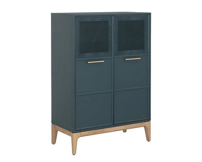 Rivero Highboard Teal With Ample Storage And Antique Brass