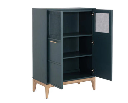 Rivero Highboard Teal With Ample Storage And Antique Brass