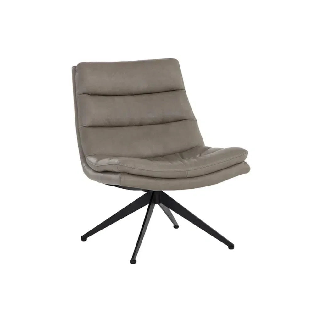 Keller Leather Upholstered Swivel Lounge Chair