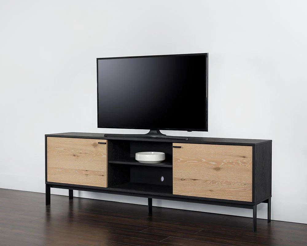 Rosso Media Console And Cabinet With Adjustable Shelves