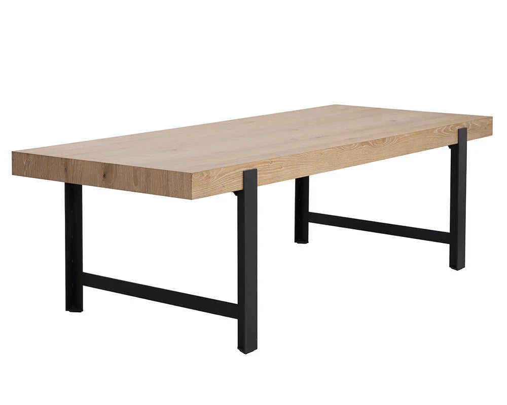 Rosso Dining Table - Modern Oak Wood With Iron Base