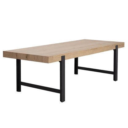 Rosso Dining Table - Modern Oak Wood With Iron Base