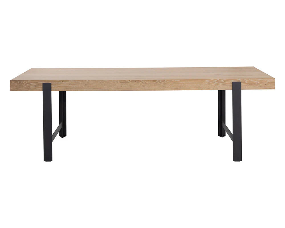 Rosso Dining Table - Modern Oak Wood With Iron Base