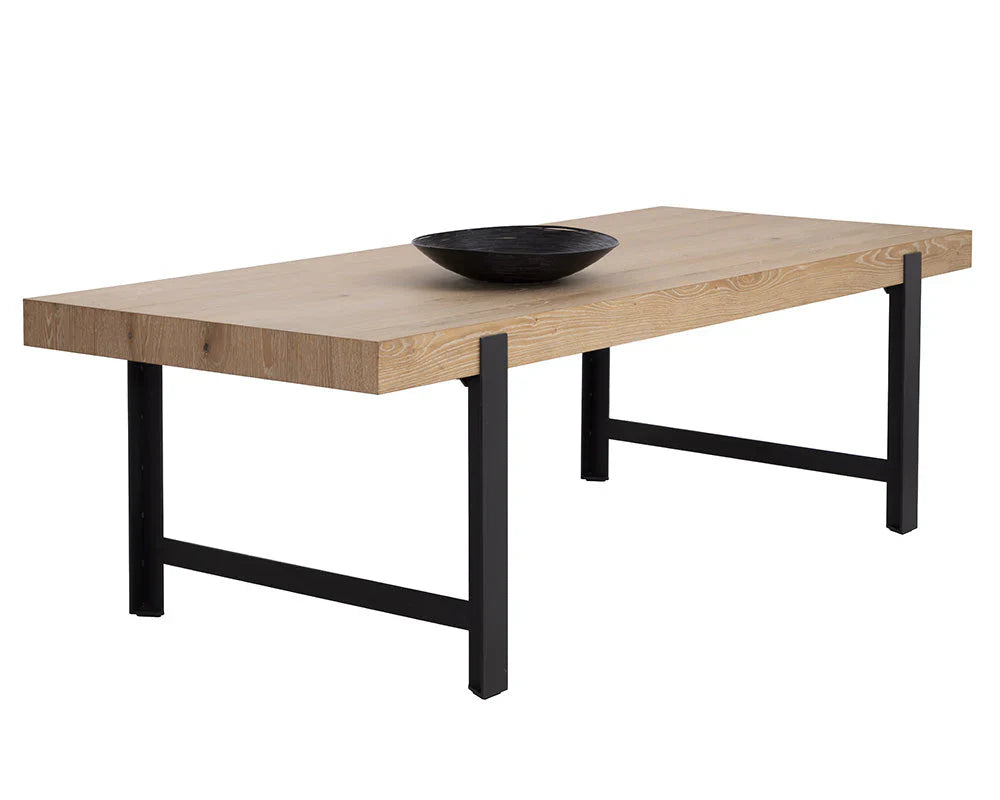 Rosso Dining Table - Modern Oak Wood With Iron Base