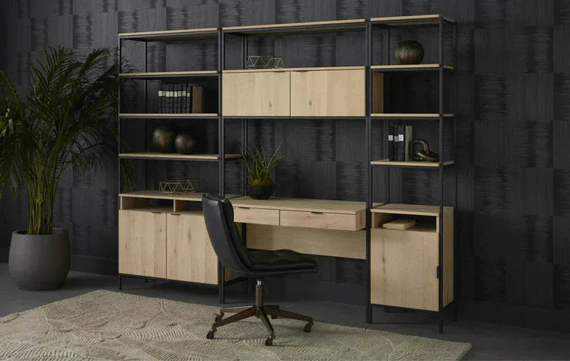 Ambrose Wooden Iron Modular Wall Desk