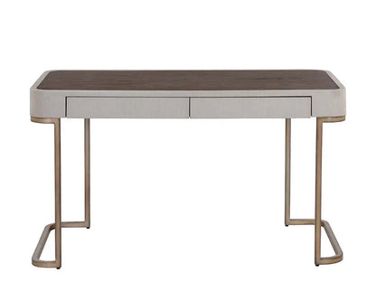 Jamille Desk With Soft Closing Drawers And Warm Brass Base