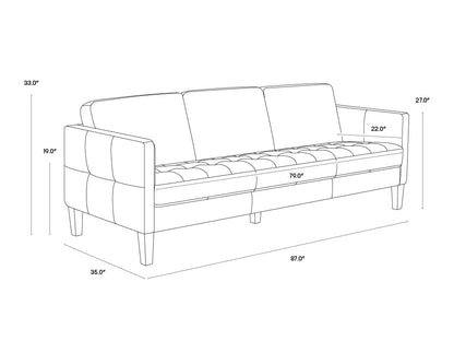 Karmelo Sofa Cognac Leather Mid-Century Design